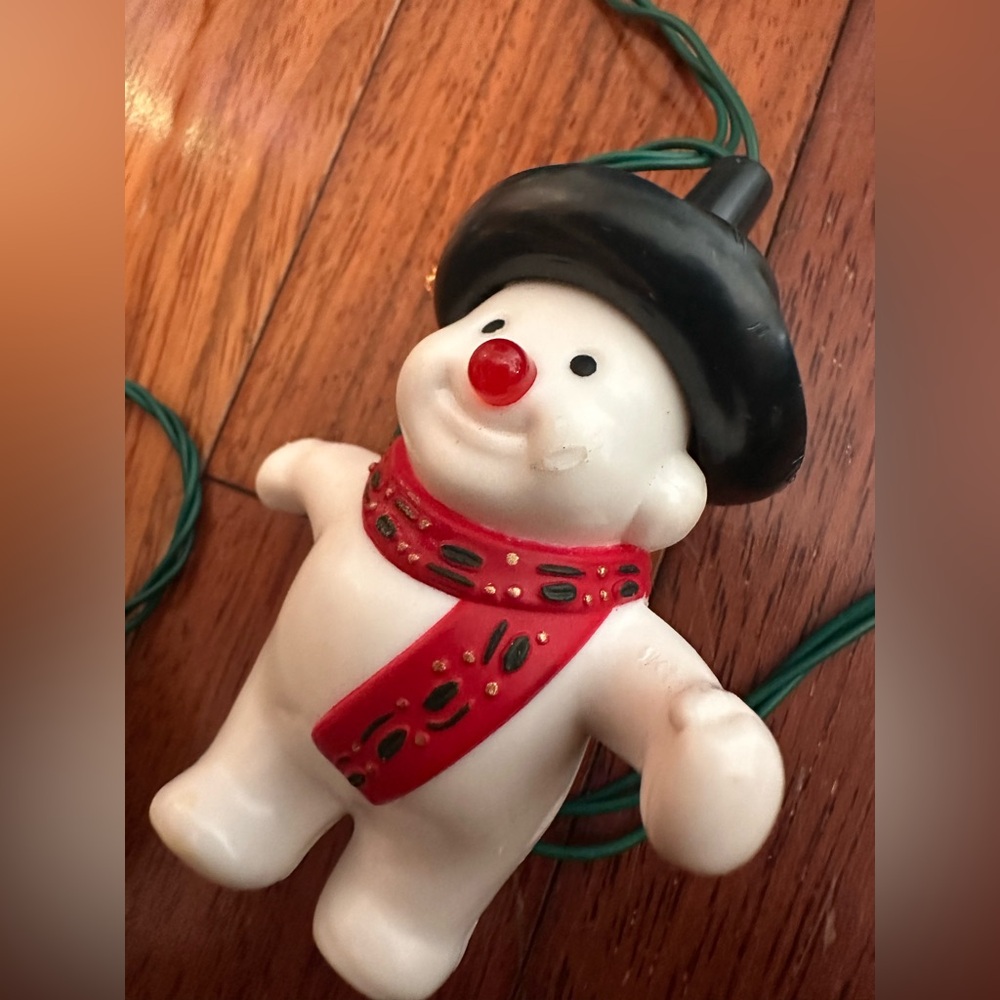 Blowmold Christmas String LED Lights Snowmen Wreaths Flashing Lights Noses GE - Picture 9 of 9
